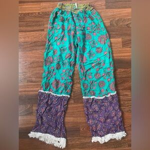 Live Happy Girls Sz 5/M Flowy Pants Fringe Lightweight Colorful Cottage Bohemian